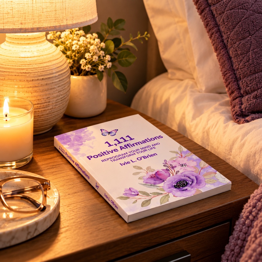 The book on a nightstand by lamplight with a candle and reading glasses